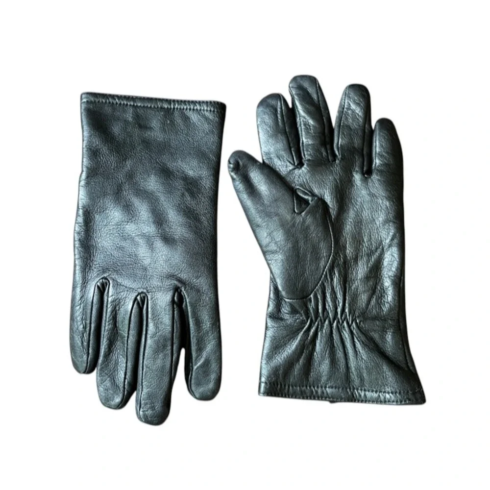 THINSULATE 40 GRAMS Black Leather Gloves SOFT FLEECE LINED Ladies Size S